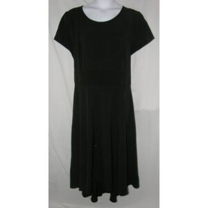 Solid Black Plus Sz 26 Church Office Stretchy Midi Dress Pockets LANE BRYANT